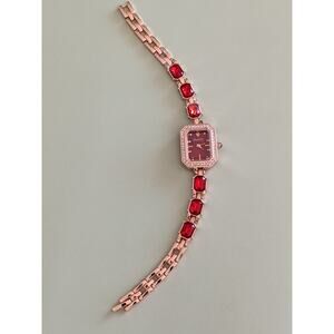 Preowned French Inspired Dainty Gold Tone Women's Watch 7.5in Working